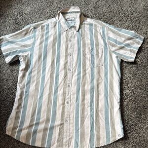 Free Planet Blue and White Casual Button Down Shirt